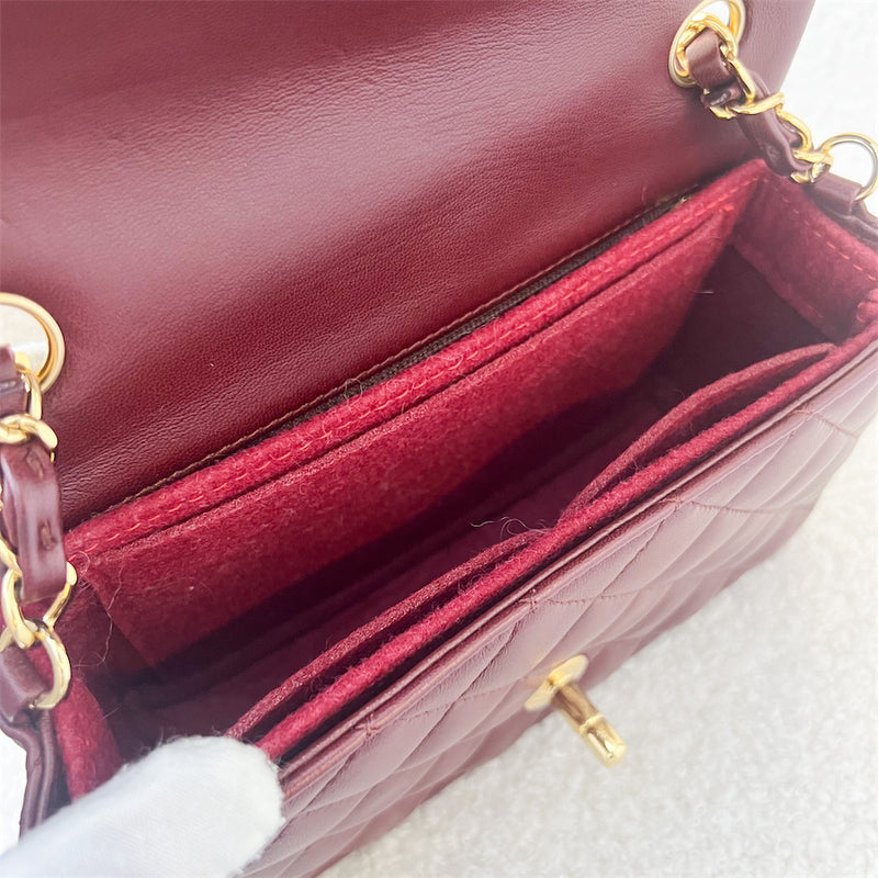 Chanel Classic Mini Rectangle Flap in 15B Burgundy Red Lambskin GHW