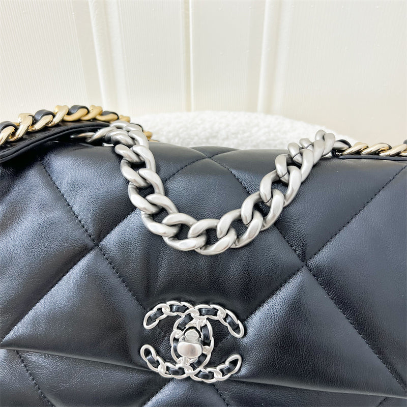 Chanel 19 Small Flap in Black Lambskin with Silver Turnlock