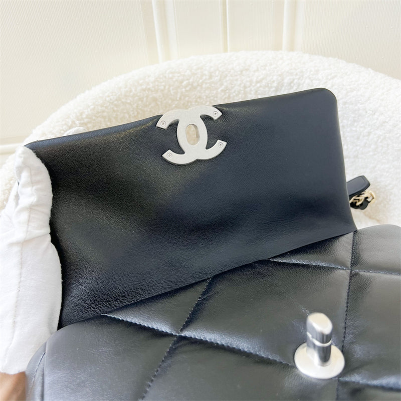 Chanel 19 Small Flap in Black Lambskin with Silver Turnlock