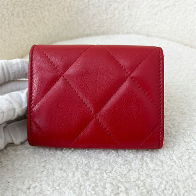 Chanel 19 XL Snap Cardholder in Red Lambskin GHW