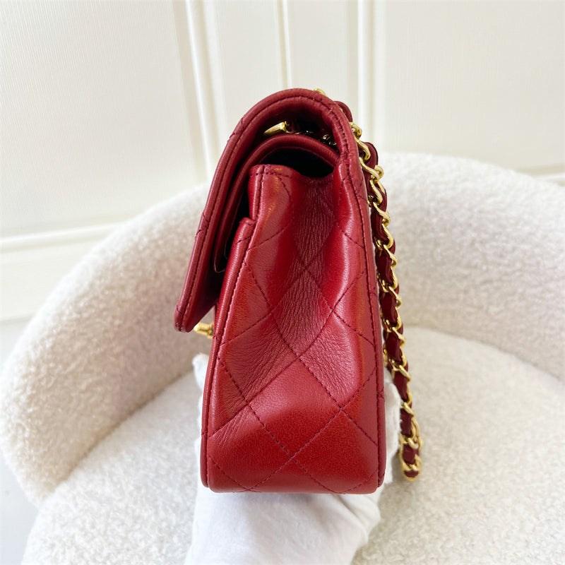 Chanel Vintage Small CF in Red Lambskin 24K Plated GHW