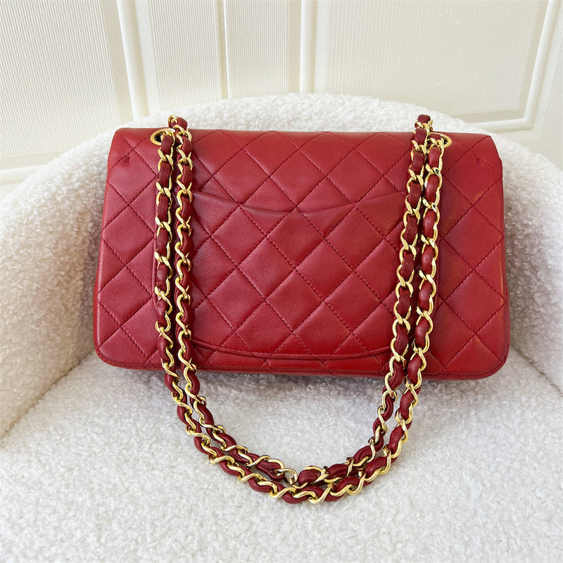 Chanel Vintage Small CF in Red Lambskin 24K Plated GHW