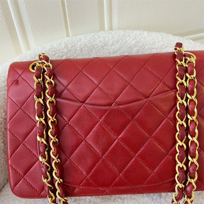 Chanel Vintage Small CF in Red Lambskin 24K Plated GHW