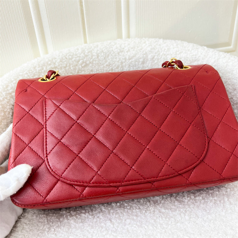Chanel Vintage Small CF in Red Lambskin 24K Plated GHW