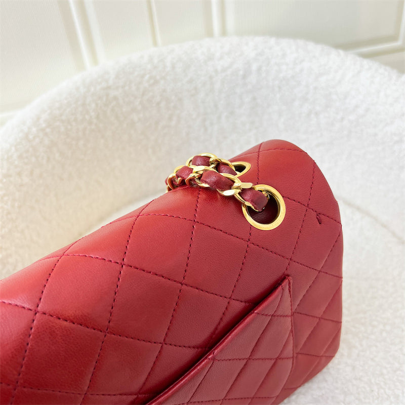 Chanel Vintage Small CF in Red Lambskin 24K Plated GHW