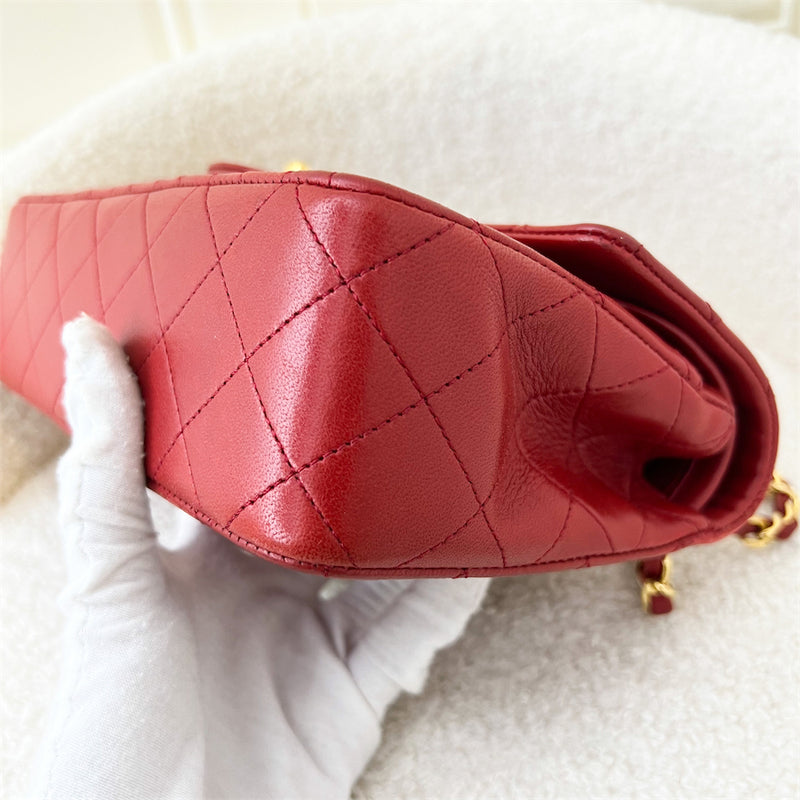 Chanel Vintage Small CF in Red Lambskin 24K Plated GHW