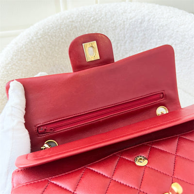 Chanel Vintage Small CF in Red Lambskin 24K Plated GHW