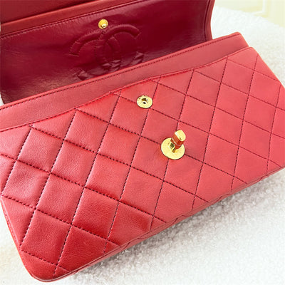 Chanel Vintage Small CF in Red Lambskin 24K Plated GHW