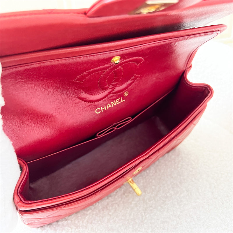 Chanel Vintage Small CF in Red Lambskin 24K Plated GHW