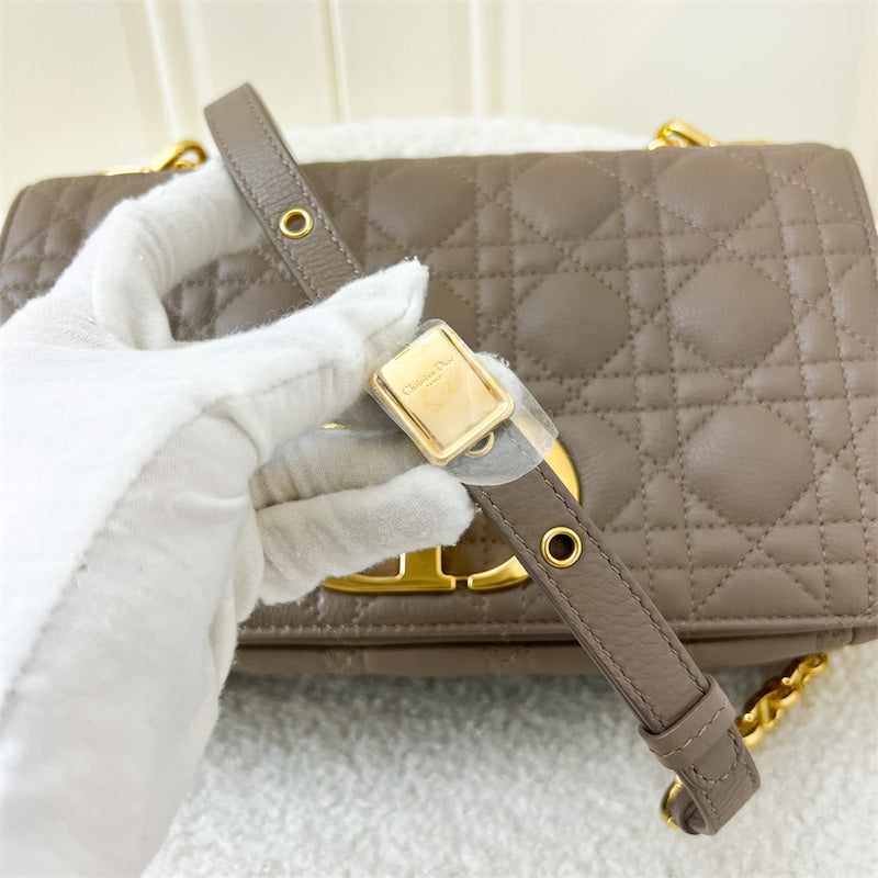 Dior Medium Caro Flap Bag in Warm Taupe Calfskin GHW