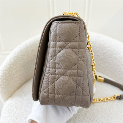 Dior Medium Caro Flap Bag in Warm Taupe Calfskin GHW