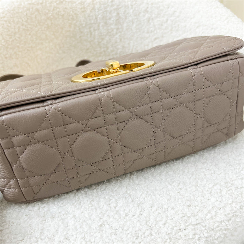 Dior Medium Caro Flap Bag in Warm Taupe Calfskin GHW