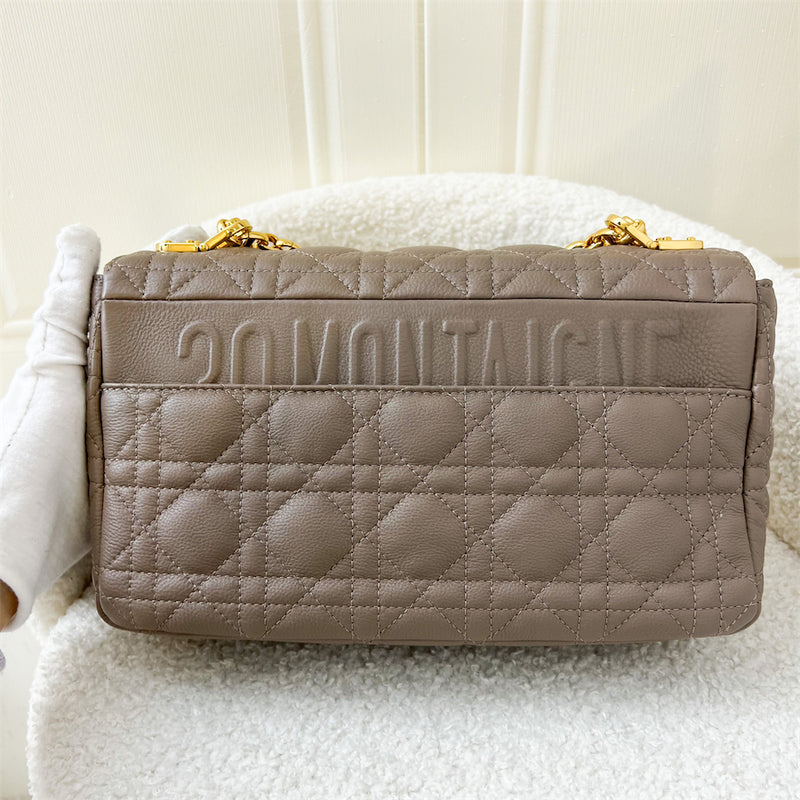 Dior Medium Caro Flap Bag in Warm Taupe Calfskin GHW