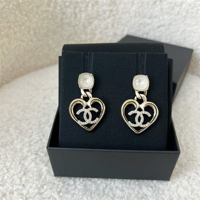 Chanel Heart Dangling Earrings LGHW