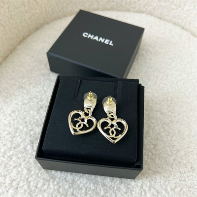 Chanel Heart Dangling Earrings LGHW