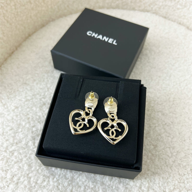 Chanel Heart Dangling Earrings LGHW