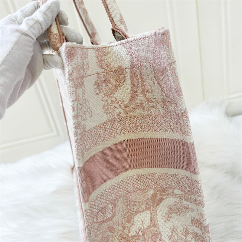 Dior Medium Book Tote in Light Pink Toile De Jouy Embroidered Canvas