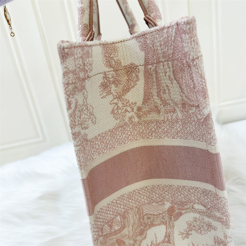 Dior Medium Book Tote in Light Pink Toile De Jouy Embroidered Canvas