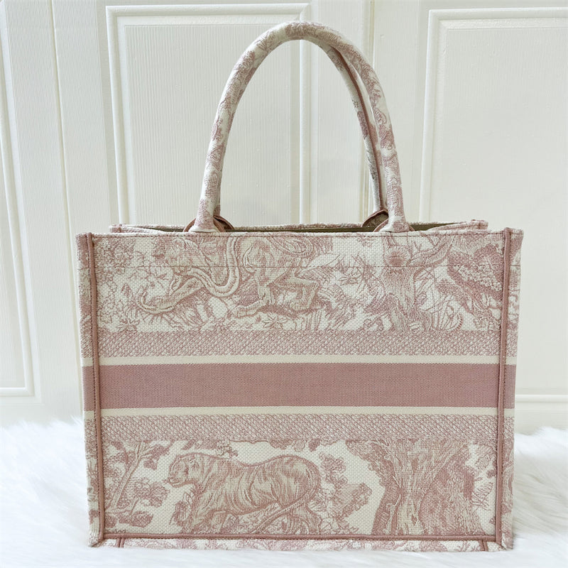 Dior Medium Book Tote in Light Pink Toile De Jouy Embroidered Canvas