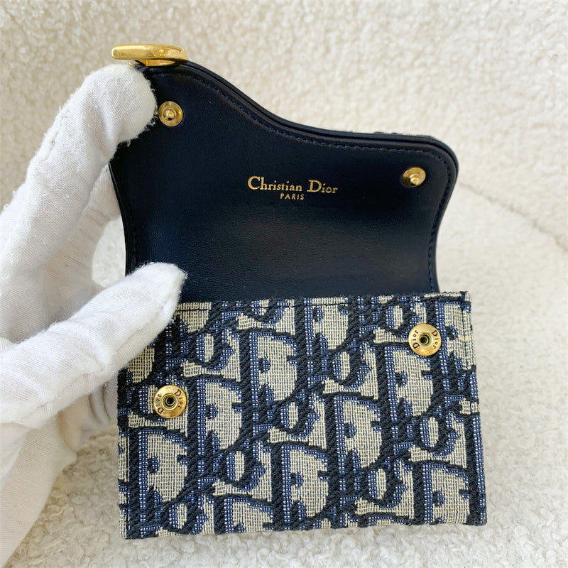 Dior Saddle Flap Card Holder in Blue Oblique Canvas AGHW