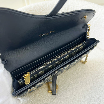 Dior Saddle 2-in-1 Long Wallet with Chain in Oblique Canvas AGHW