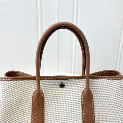 Hermes Garden Party 30 in Desert Canvas / Gold Leather