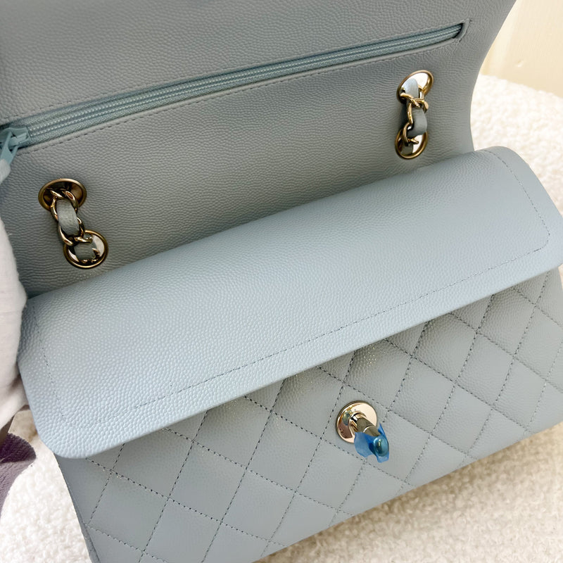 Chanel Small Classic Flap in 22P Robin Egg Blue Caviar LGHW