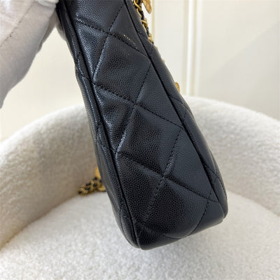 Chanel 22A Twist Your Button Hobo Bag in Black Caviar AGHW