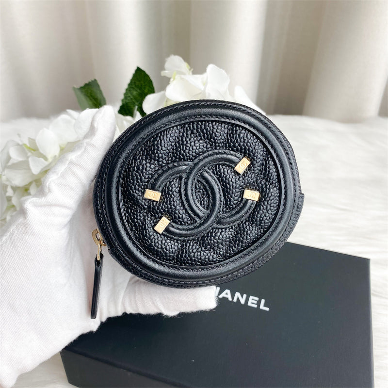 Chanel Caviar Black Round Coin Purse