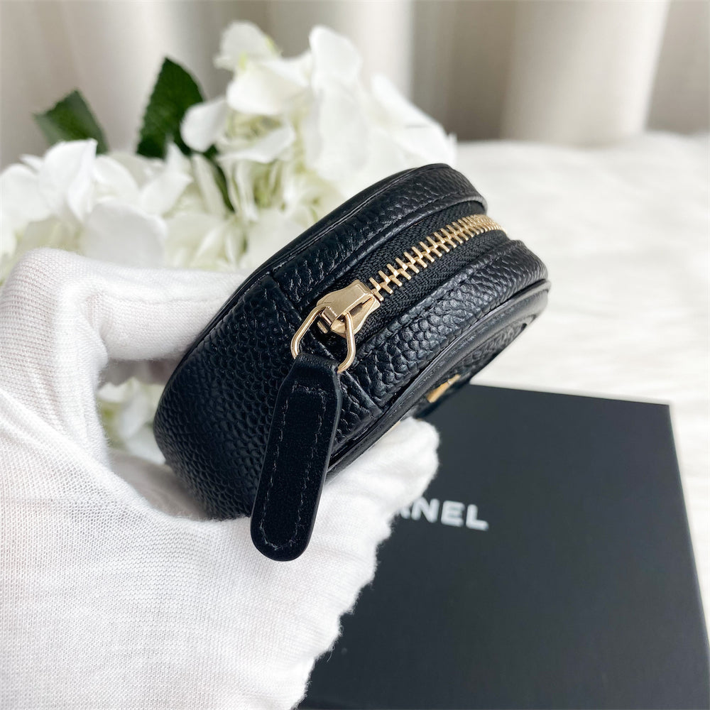 Chanel Beige Quilted Caviar Leather Zip Around Coin Purse Chanel | TLC