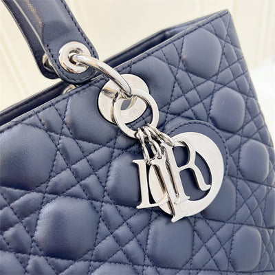 Dior Large Lady Dior in Navy Lambskin and SHW