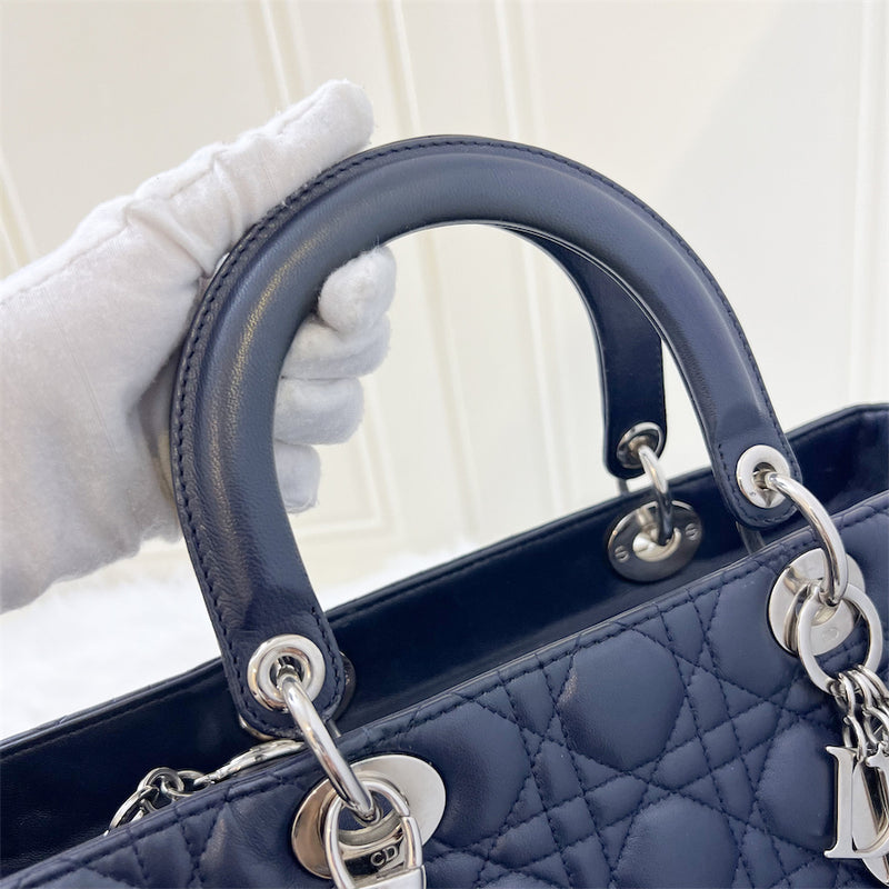 Dior Large Lady Dior in Navy Lambskin and SHW