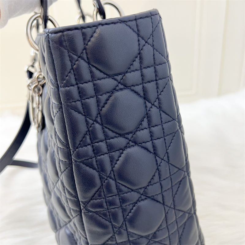 Dior Large Lady Dior in Navy Lambskin and SHW