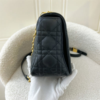 Dior Medium Caro Flap Bag in Black Calfskin GHW