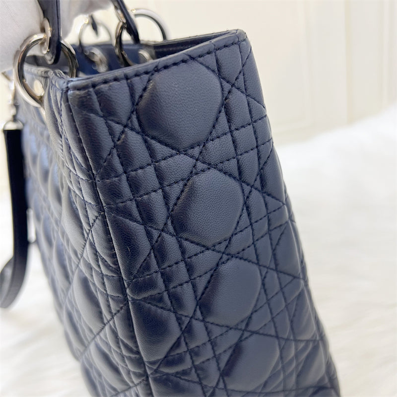 Dior Large Lady Dior in Navy Lambskin and SHW