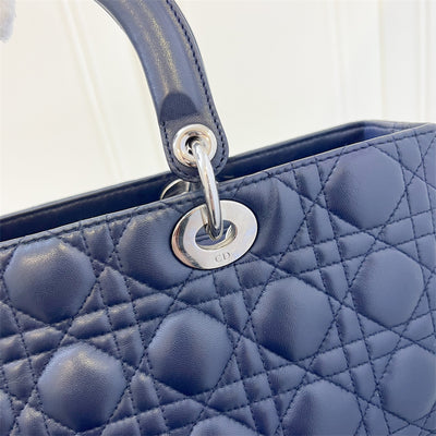 Dior Large Lady Dior in Navy Lambskin and SHW