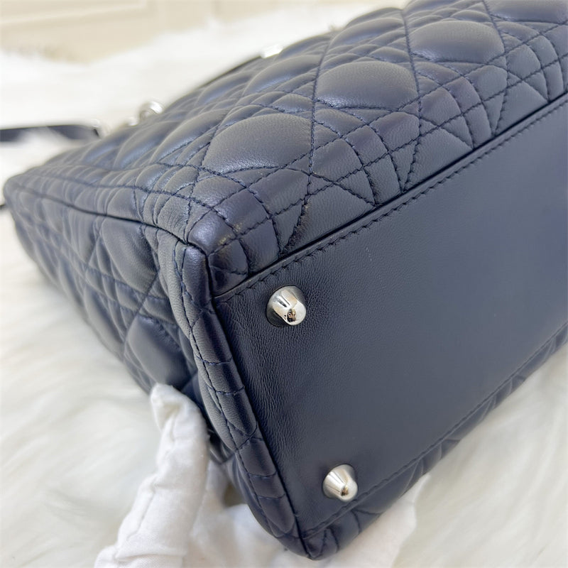 Dior Large Lady Dior in Navy Lambskin and SHW