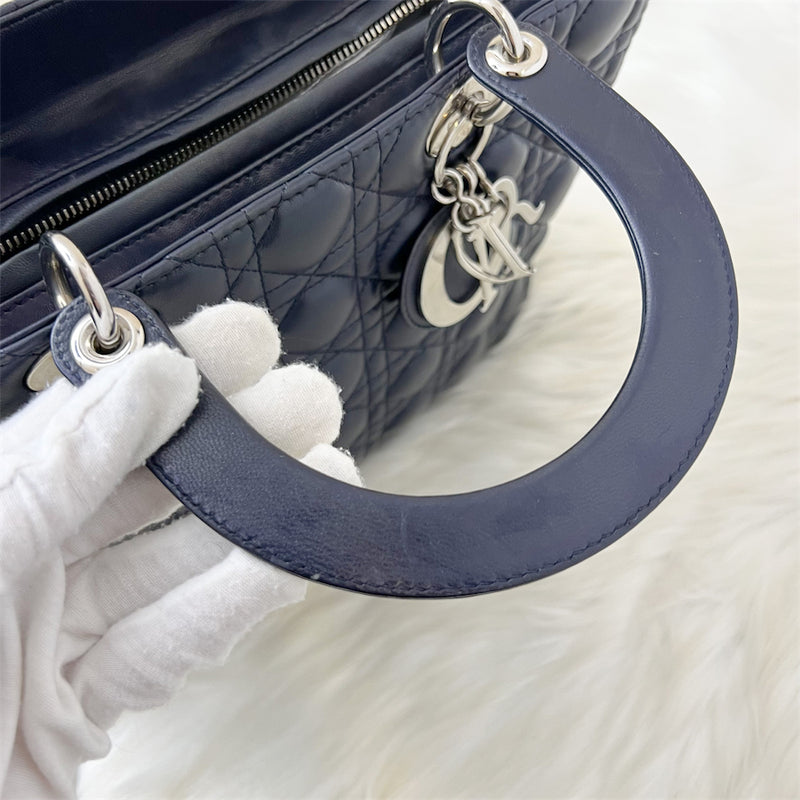 Dior Large Lady Dior in Navy Lambskin and SHW