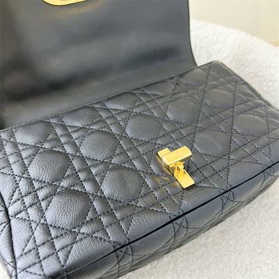 Dior Medium Caro Flap Bag in Black Calfskin GHW