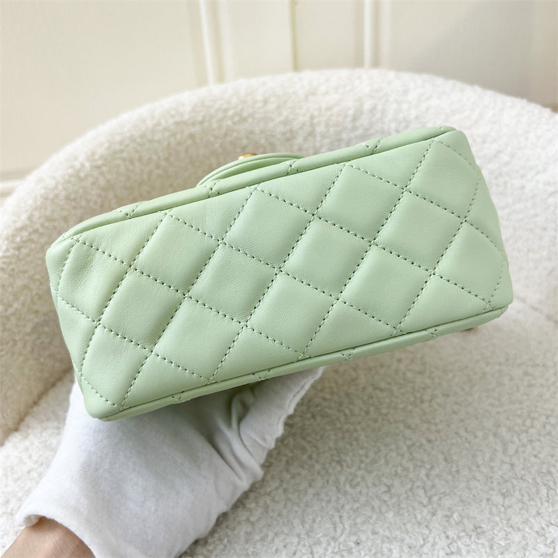 Chanel Pearl Crush Square Mini Flap in 22C Avocado Green Lambskin AGHW