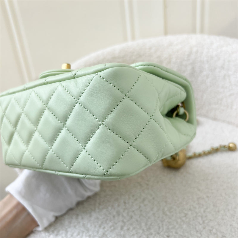 Chanel Pearl Crush Square Mini Flap in 22C Avocado Green Lambskin AGHW