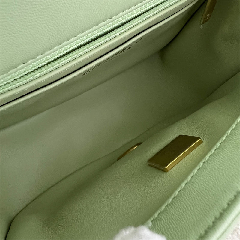 Chanel Pearl Crush Square Mini Flap in 22C Avocado Green Lambskin AGHW