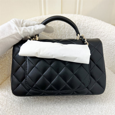 Chanel Top Handle Classic Mini Rectangle in Black Lambskin LGHW