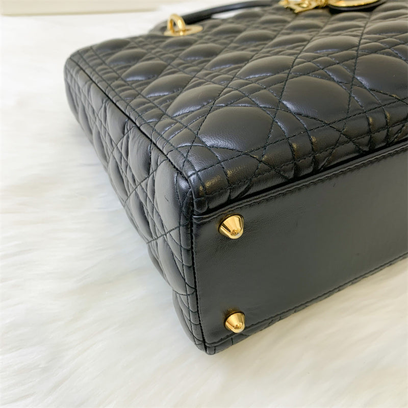 Dior Large Lady Dior in Black Lambskin and GHW