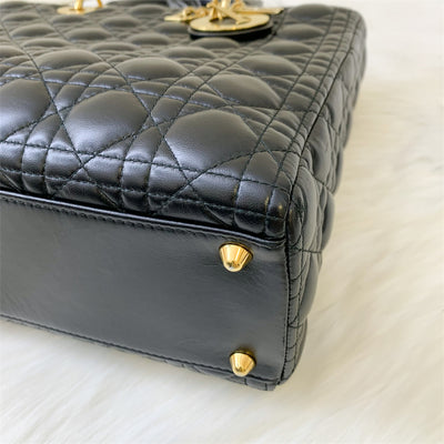 Dior Large Lady Dior in Black Lambskin and GHW