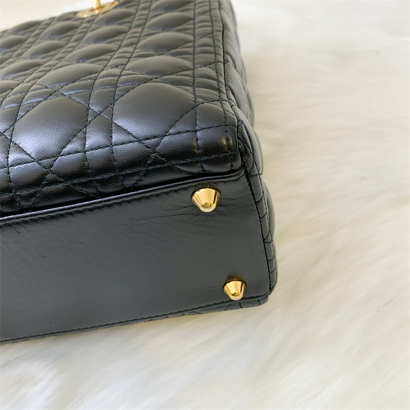 Dior Large Lady Dior in Black Lambskin and GHW