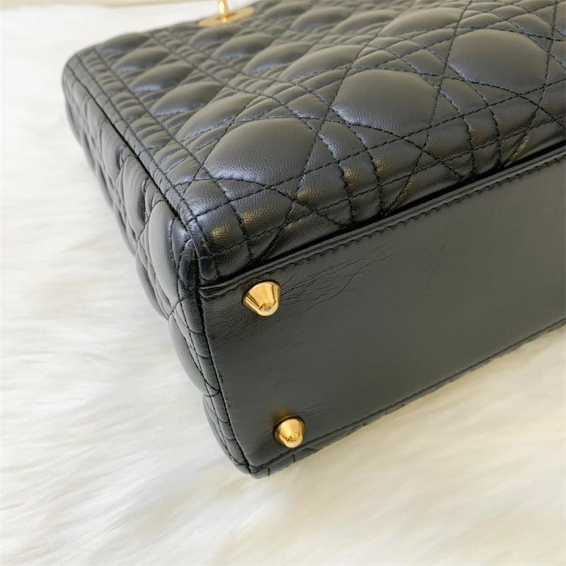 Dior Large Lady Dior in Black Lambskin and GHW