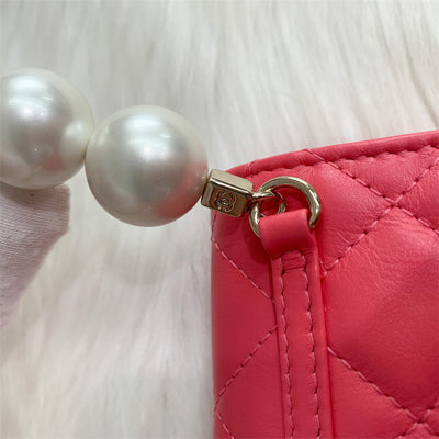 Chanel Micro Clutch on Pearl Chain in Pink Lambskin LGHW