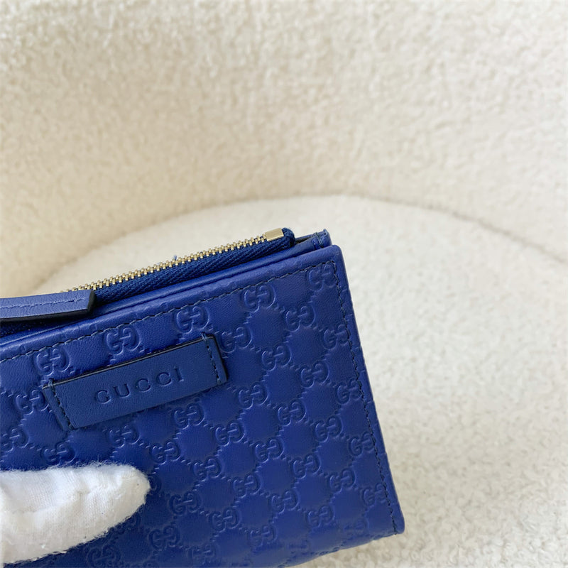 Gucci GG Bifold Wallet in Blue Calfskin and LGHW