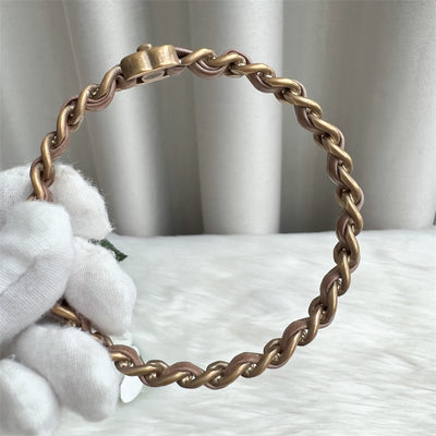 Chanel Interwoven CC Bangle with Dusty Pink Leather and Matte GHW